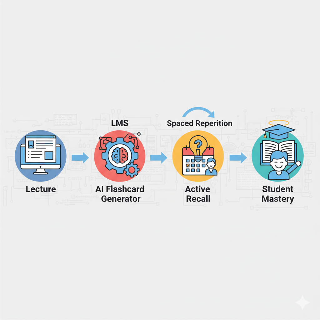 AI flashcard generator integration workflow with online classroom LMS