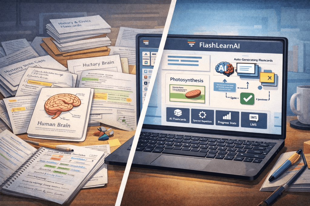 popular online services for creating study flashcards with AI dashboard example