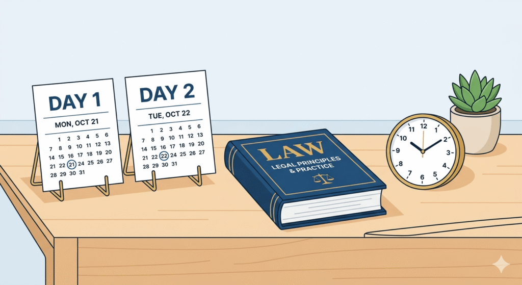 Bar-exam-schedule-showing-two-day-testing-structure-with-clock-and-law-books